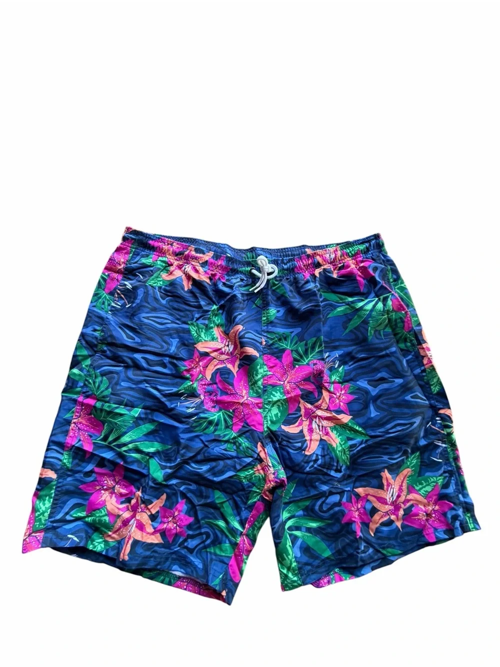 Women's NEW Floral Blue Swim Trunk Shorts Size XL #260193